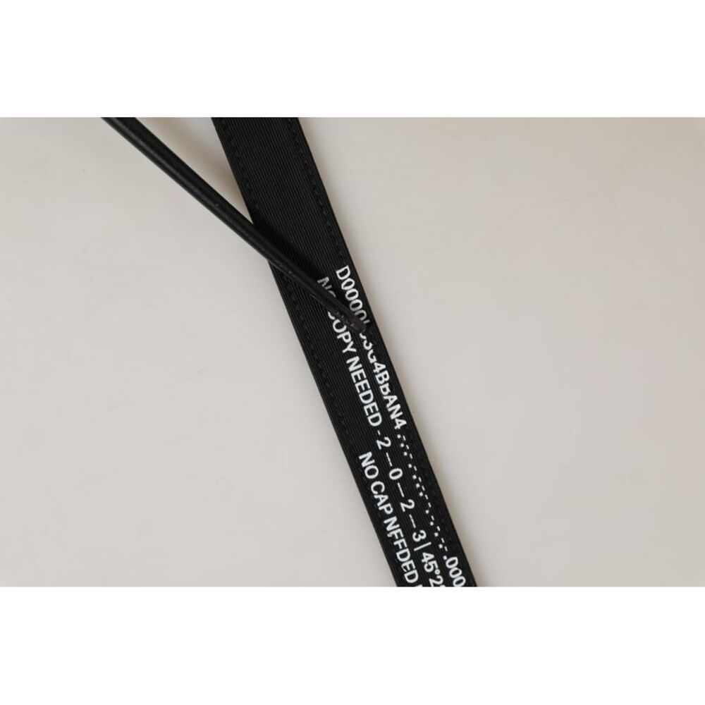 Dolce & Gabbana Black Fabric Leather Barcode Silver Buckle Men's Belt